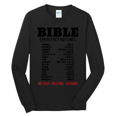Bible Gifts Emergency Verse Numbers Scripture Hotline Tall Long Sleeve T-Shirt