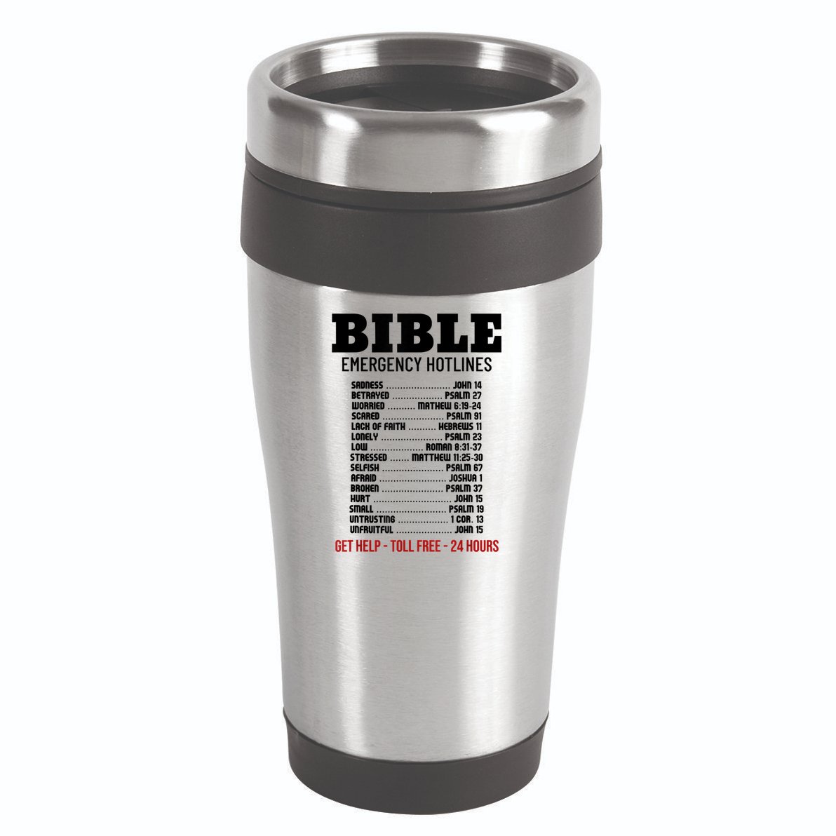 Bible Gifts Emergency Verse Numbers Scripture Hotline 16oz Travel Tumbler