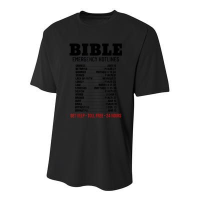 Bible Gifts Emergency Verse Numbers Scripture Hotline Youth Performance Sprint T-Shirt
