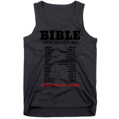 Bible Gifts Emergency Verse Numbers Scripture Hotline Tank Top
