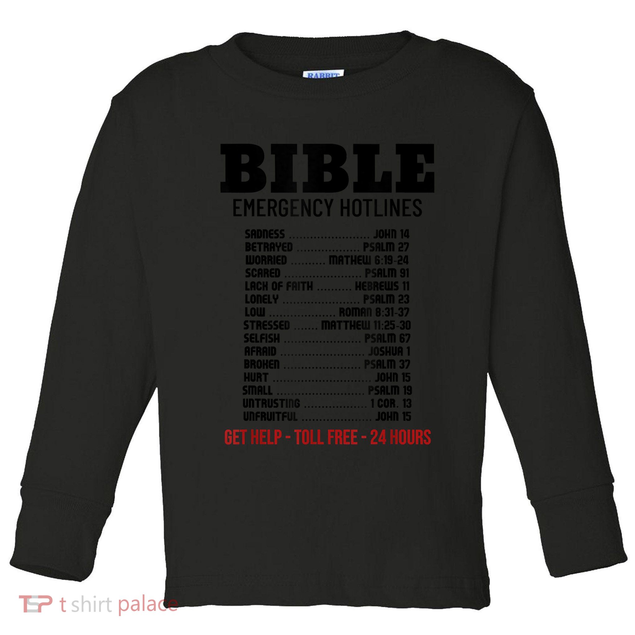 Bible Gifts Emergency Verse Numbers Scripture Hotline Toddler Long Sleeve Shirt