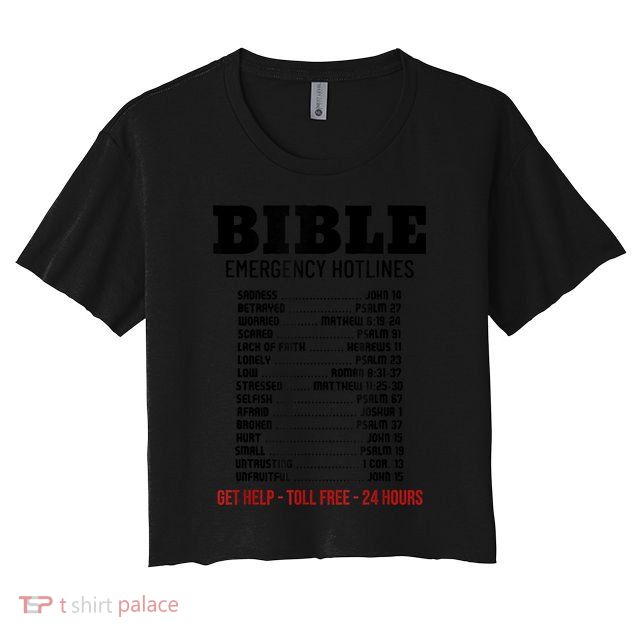 Bible Gifts Emergency Verse Numbers Scripture Hotline Crop Top
