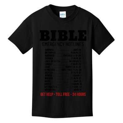 Bible Gifts Emergency Verse Numbers Scripture Hotline Kids T-Shirt