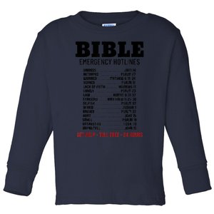 Bible Gifts Emergency Verse Numbers Scripture Hotline Toddler Long Sleeve Shirt