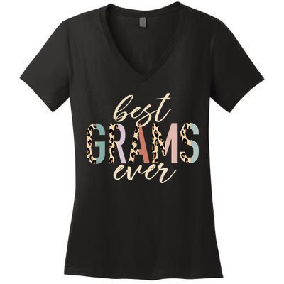Best Grams Ever Gifts Leopard funny Mothers Day Women's V-Neck T-Shirt