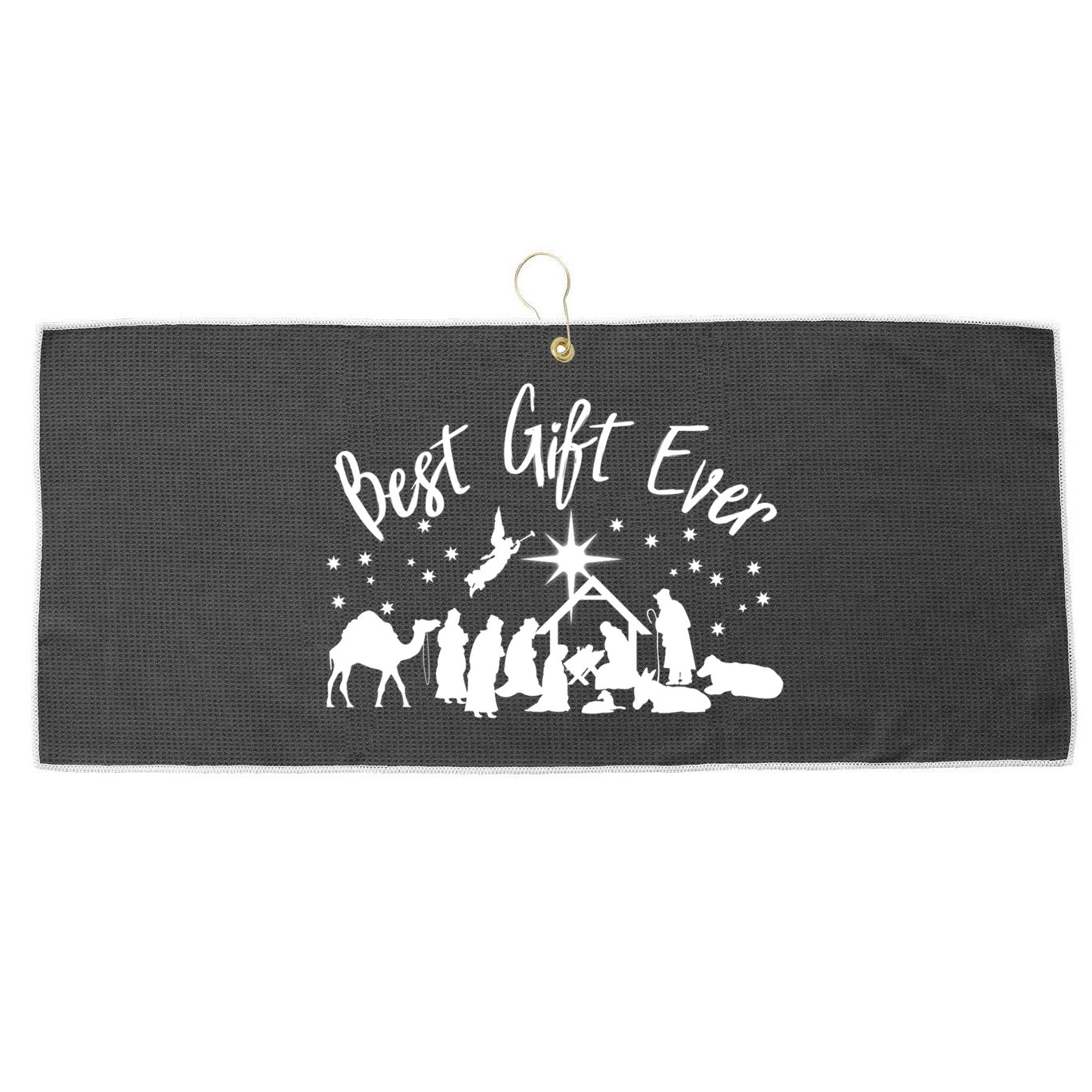 BEST GIFT EVER Christian Christmas Jesus Nativity Religious TShirt Large Microfiber Waffle Golf Towel