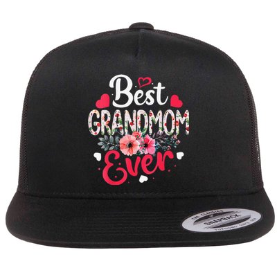 Best Grandmom Ever Funny Flower Mother's Day Clothing Flat Bill Trucker Hat