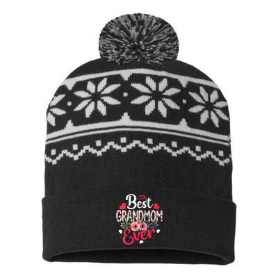 Best Grandmom Ever Funny Flower Mother's Day Clothing USA-Made Snowflake Beanie