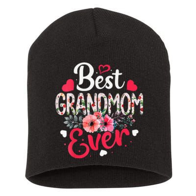 Best Grandmom Ever Funny Flower Mother's Day Clothing Short Acrylic Beanie