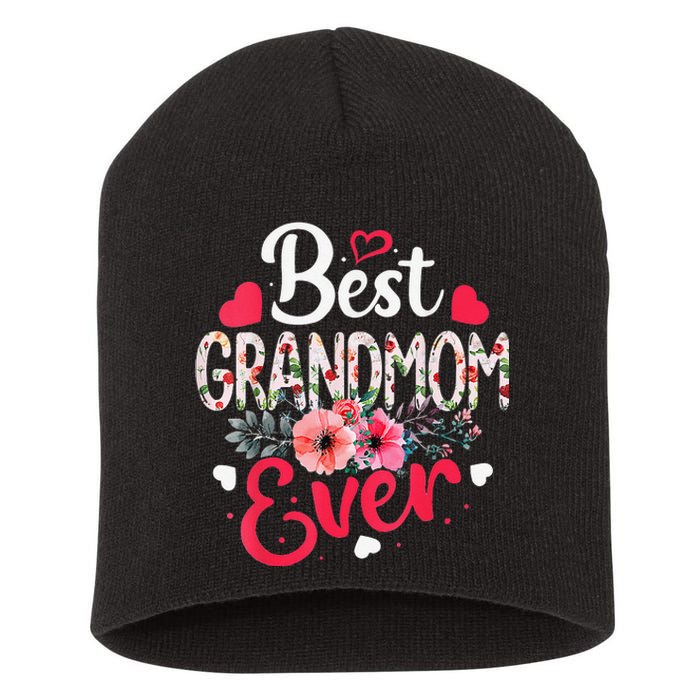 Best Grandmom Ever Funny Flower Mother's Day Clothing Short Acrylic Beanie