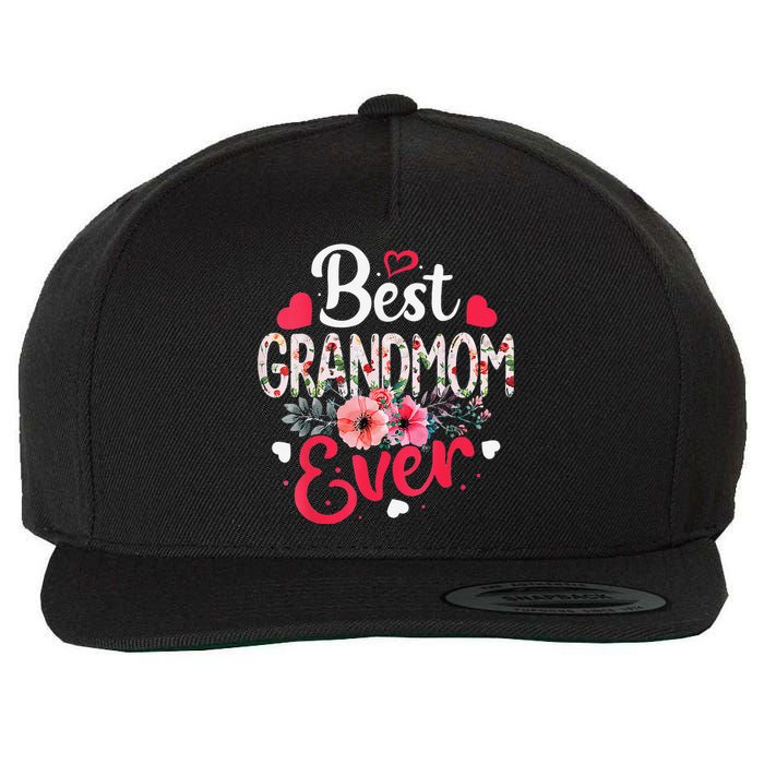 Best Grandmom Ever Funny Flower Mother's Day Clothing Wool Snapback Cap