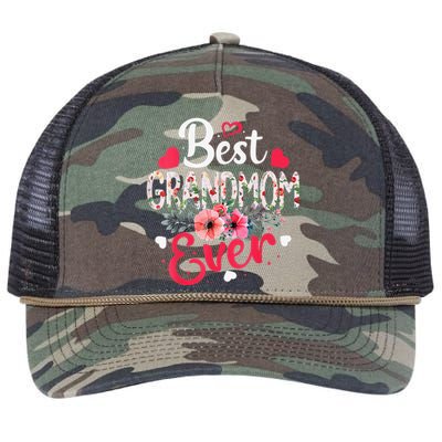 Best Grandmom Ever Funny Flower Mother's Day Clothing Retro Rope Trucker Hat Cap