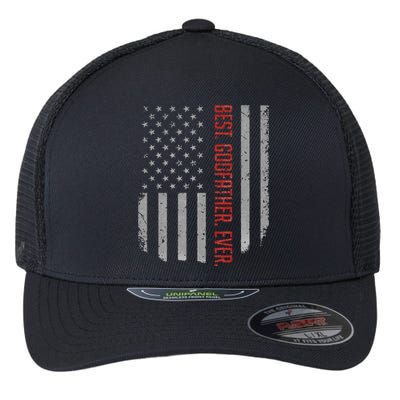 Best Godfather Ever American Flag Gift For Fathers Day Flexfit Unipanel Trucker Cap