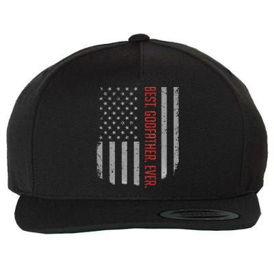 Best Godfather Ever American Flag Gift For Fathers Day Wool Snapback Cap