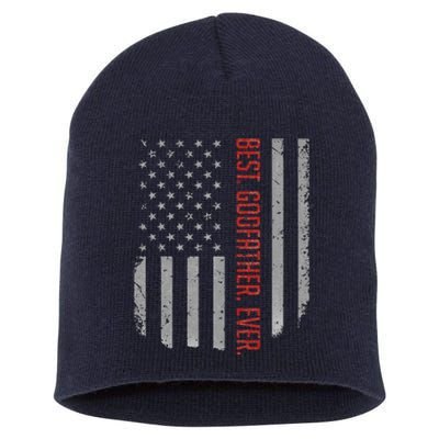 Best Godfather Ever American Flag Gift For Fathers Day Short Acrylic Beanie