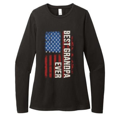 Best Grandpa Ever With Us American Flag Vintage Father's Day Gift Womens CVC Long Sleeve Shirt