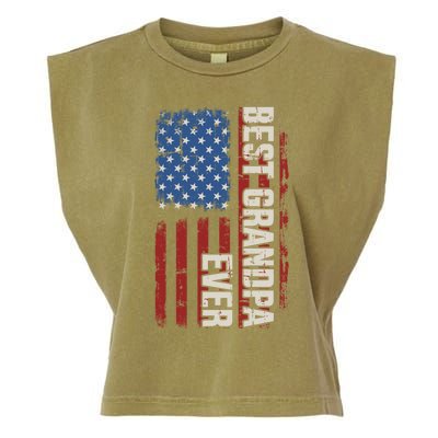 Best Grandpa Ever With Us American Flag Vintage Father's Day Gift Garment-Dyed Women's Muscle Tee