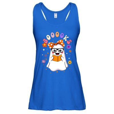 Booooks Ghost Funny Halloween Teacher Book Library Reading Great Gift Ladies Essential Flowy Tank