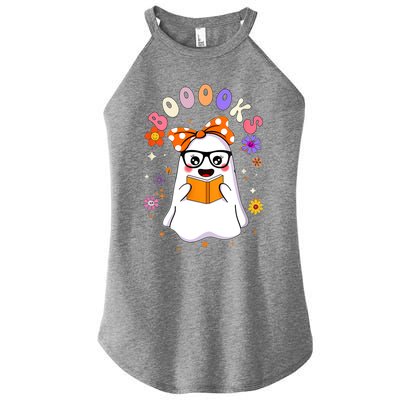 Booooks Ghost Funny Halloween Teacher Book Library Reading Great Gift Women’s Perfect Tri Rocker Tank