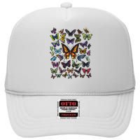 Butterfly Gift For Men Women Butterfly Lover Collection High Crown Mesh Back Trucker Hat