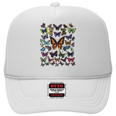 Butterfly Gift For Men Women Butterfly Lover Collection High Crown Mesh Back Trucker Hat