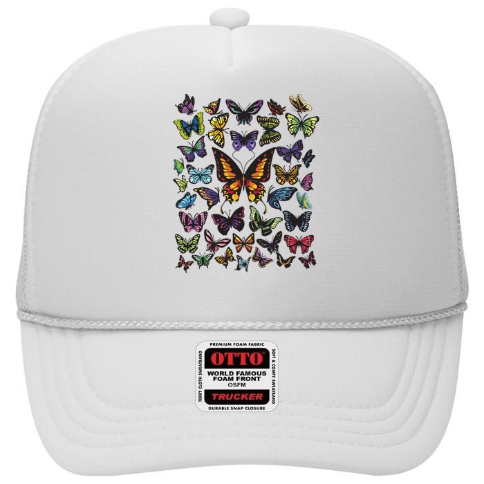 Butterfly Gift For Men Women Butterfly Lover Collection High Crown Mesh Back Trucker Hat