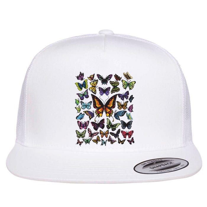 Butterfly Gift For Men Women Butterfly Lover Collection Flat Bill Trucker Hat