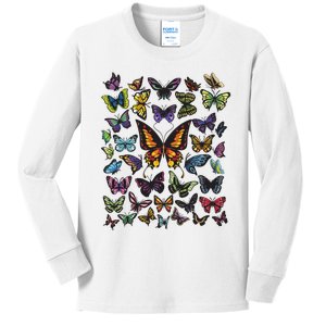 Butterfly Gift For Men Women Butterfly Lover Collection Kids Long Sleeve Shirt