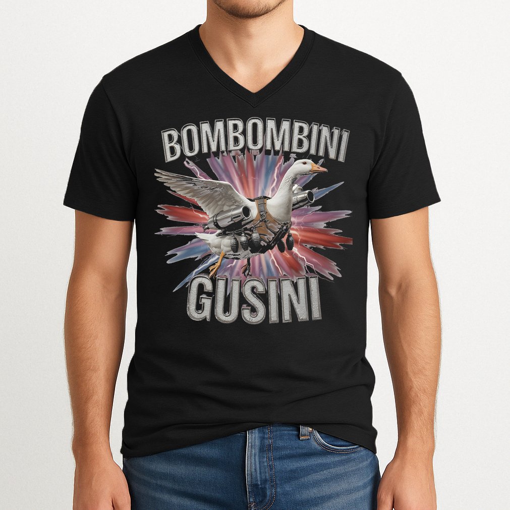 Bombombini Gusini Funny Italian Brainrot Meme Bootleg V-Neck T-Shirt