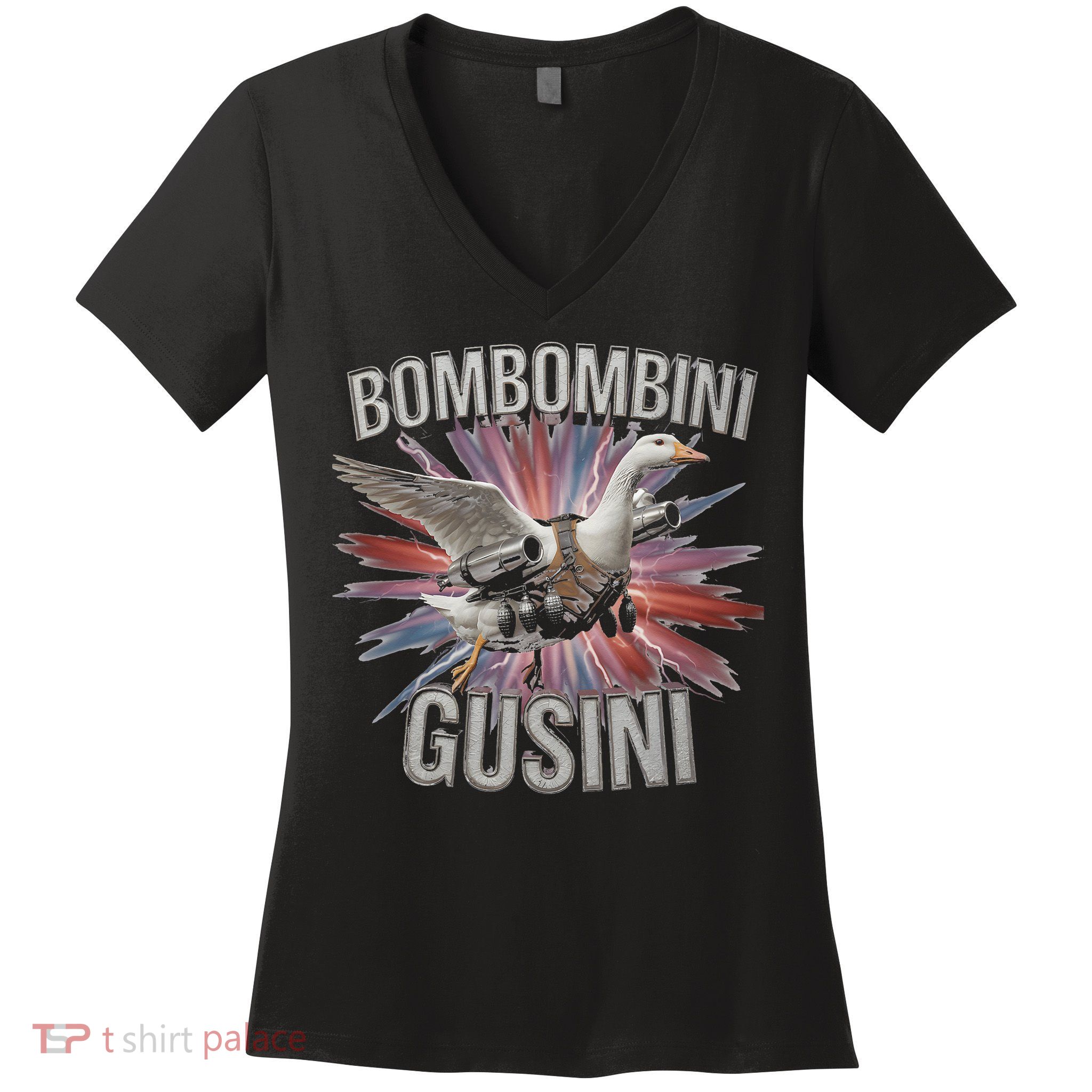 Bombombini Gusini Funny Italian Brainrot Meme Bootleg Women's V-Neck T-Shirt