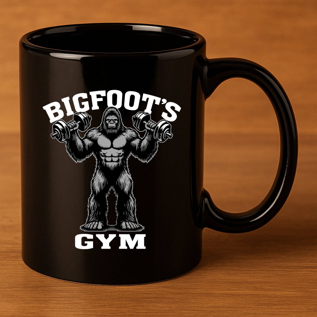 Bigfoot Gym Funny Sasquatch Bodybuilding Weightlifting Meaningful Gift 11oz C Handle Ceramic Mug