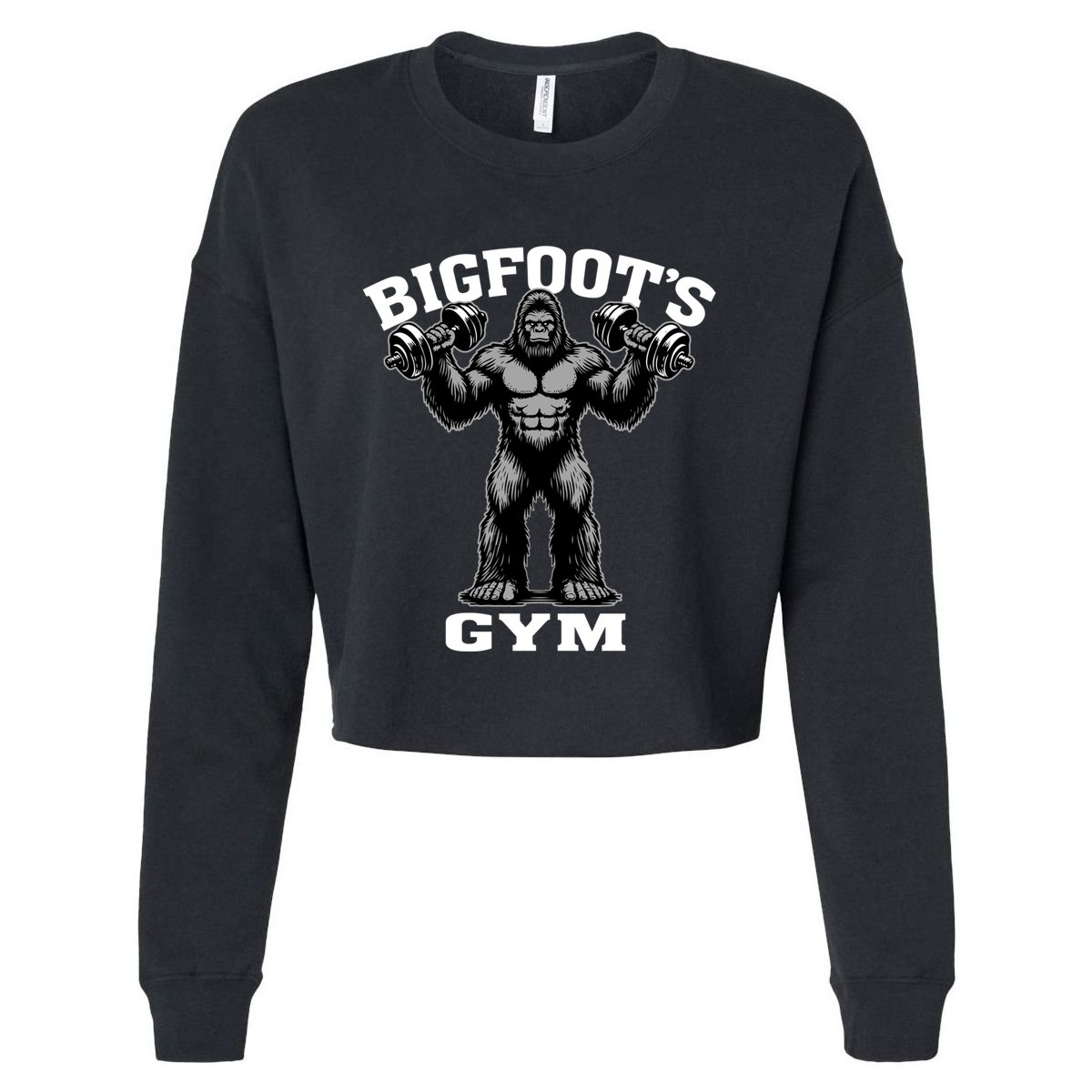 Bigfoot Gym Funny Sasquatch Bodybuilding Weightlifting Meaningful Gift Cropped Pullover Crew
