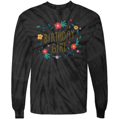 Birthday Girl Floral Tie-Dye Long Sleeve Shirt