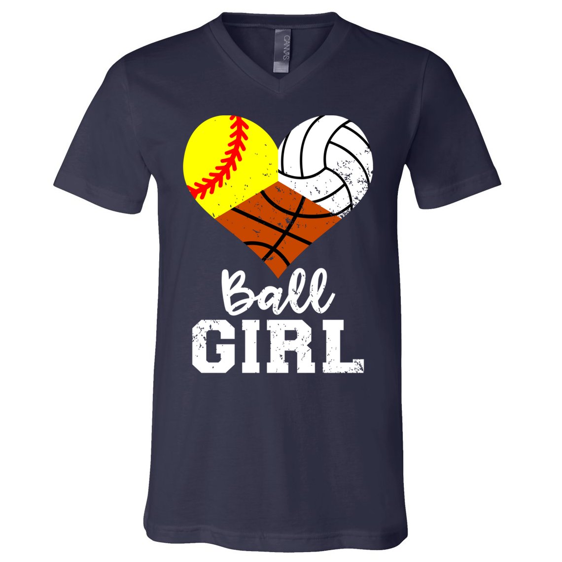 Ball Girl Funny Softball Volleyball Basketball Girl V-Neck T-Shirt