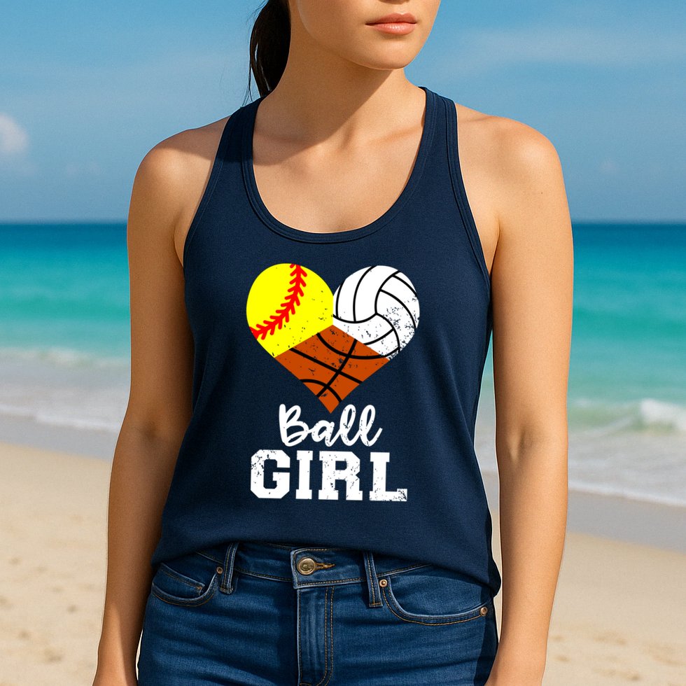 Ball Girl Funny Softball Volleyball Basketball Girl Womens Tank Top