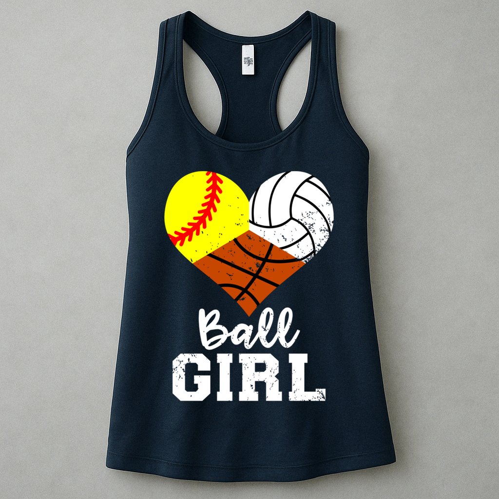 Ball Girl Funny Softball Volleyball Basketball Girl Womens Tank Top