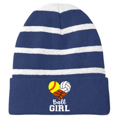 Ball Girl Funny Softball Volleyball Basketball Girl Striped Beanie with Solid Band