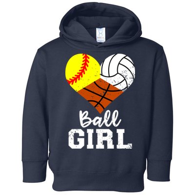 Ball Girl Funny Softball Volleyball Basketball Girl Toddler Hoodie