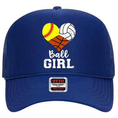 Ball Girl Funny Softball Volleyball Basketball Girl High Crown Mesh Back Trucker Hat