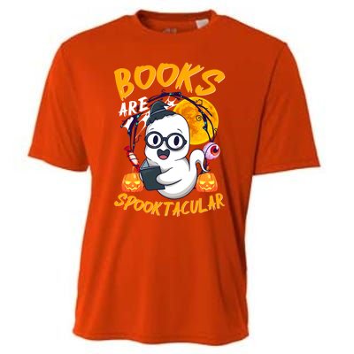 Boooks Ghost Funny Halloween Teacher Book Library Reading Cool Gift Cooling Performance Crew T-Shirt