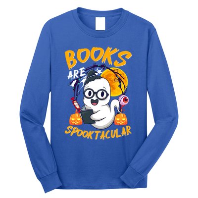 Boooks Ghost Funny Halloween Teacher Book Library Reading Cool Gift Long Sleeve Shirt