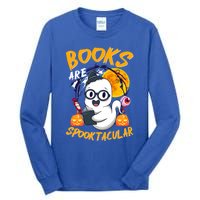 Boooks Ghost Funny Halloween Teacher Book Library Reading Cool Gift Tall Long Sleeve T-Shirt