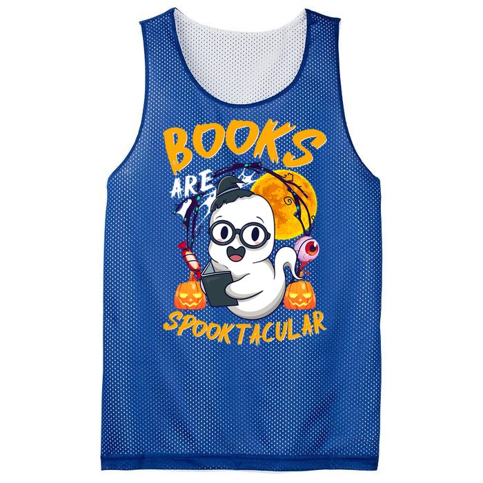 Boooks Ghost Funny Halloween Teacher Book Library Reading Cool Gift Mesh Reversible Basketball Jersey Tank