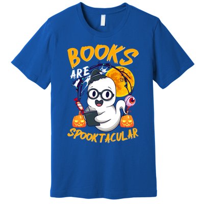 Boooks Ghost Funny Halloween Teacher Book Library Reading Cool Gift Premium T-Shirt