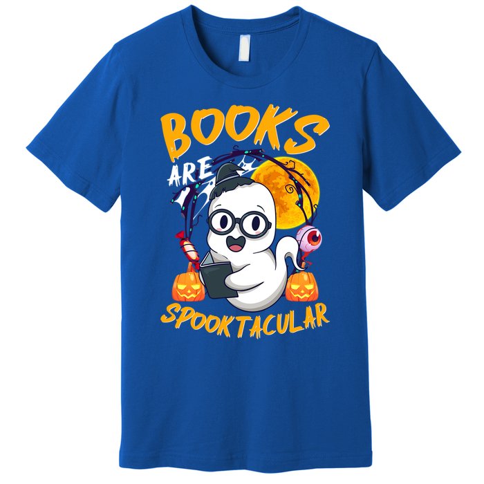 Boooks Ghost Funny Halloween Teacher Book Library Reading Cool Gift Premium T-Shirt