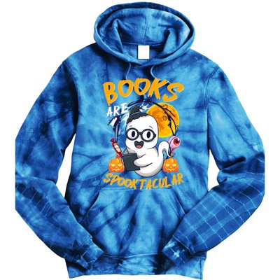 Boooks Ghost Funny Halloween Teacher Book Library Reading Cool Gift Tie Dye Hoodie