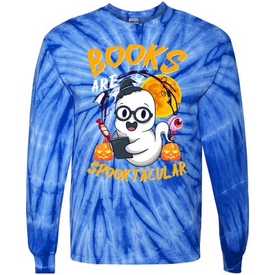 Boooks Ghost Funny Halloween Teacher Book Library Reading Cool Gift Tie-Dye Long Sleeve Shirt