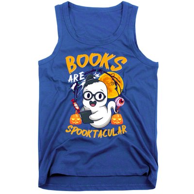 Boooks Ghost Funny Halloween Teacher Book Library Reading Cool Gift Tank Top