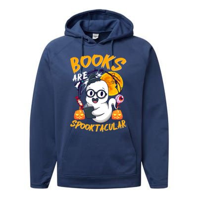 Boooks Ghost Funny Halloween Teacher Book Library Reading Cool Gift Performance Fleece Hoodie