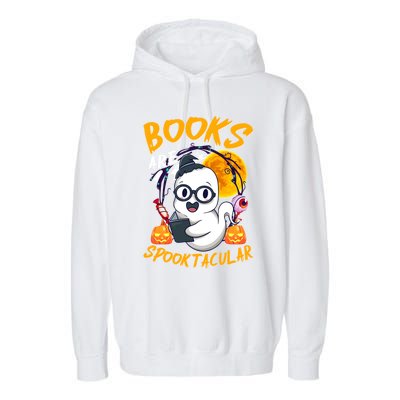 Boooks Ghost Funny Halloween Teacher Book Library Reading Cool Gift Garment-Dyed Fleece Hoodie